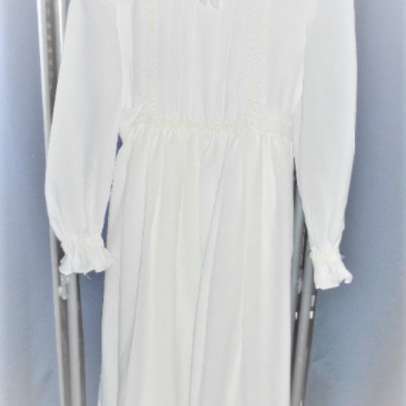 Vintage COMMUNION DRESS Vintage Vail SILK Dress Girls Wedding Dress Bridesmaid - Picture 5 of 15